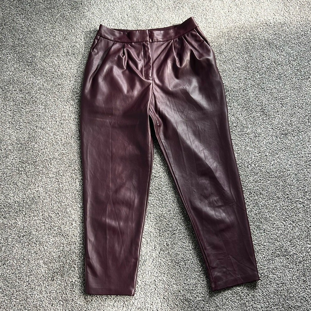 Express Faux Leather Burgundy Pants
